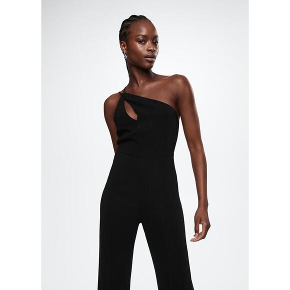 MANGO Asymmetrical Long Black Jumpsuit Size Small - Picture 4 of 15